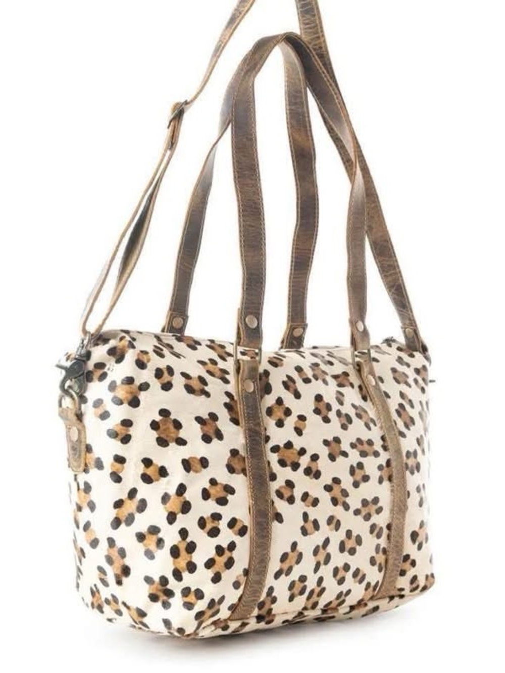 Myra Bag Cream Leopard Print Shoulder Bag with Brown All hide!